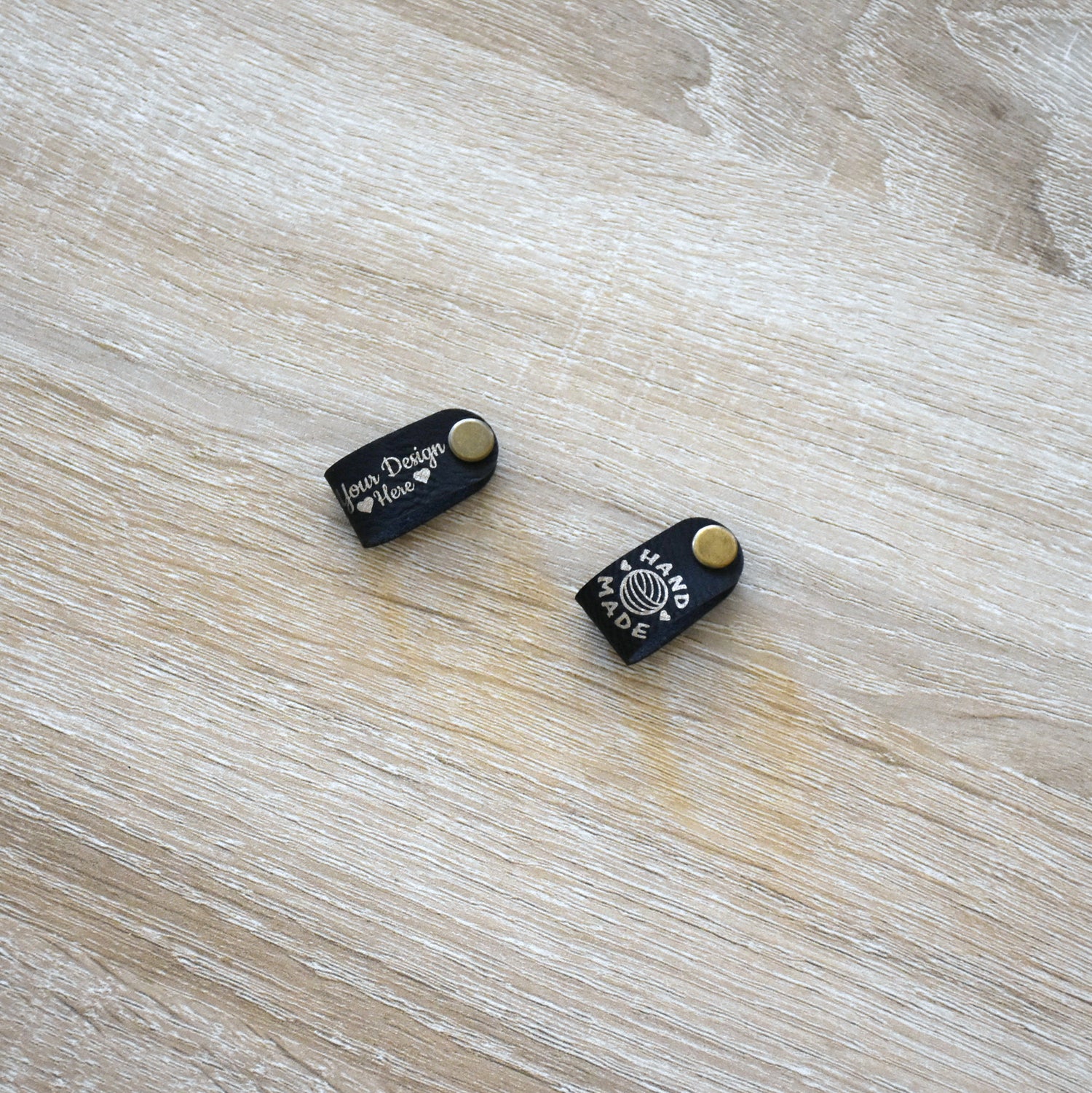 Custom Metallic Inlay Rivet Tags - Black