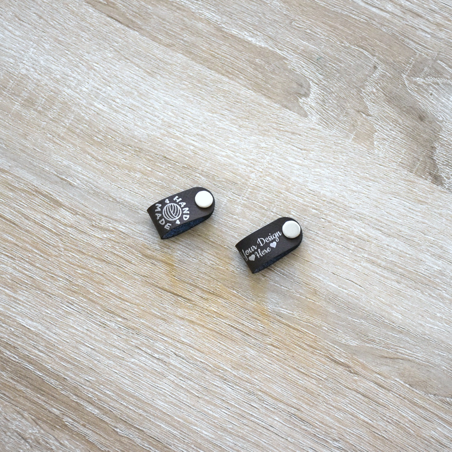 Custom Metallic Inlay Rivet Tags - Brown