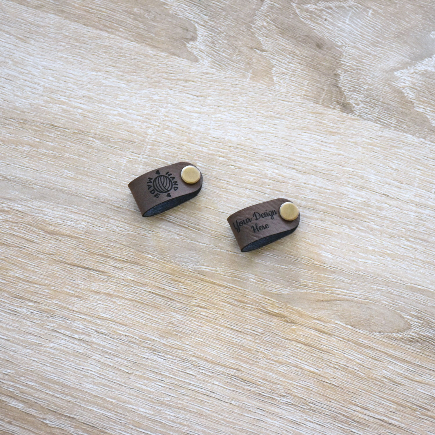 Custom Faux Leather Tags & Patches - Mocha
