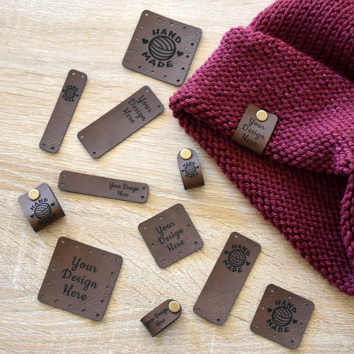 Custom Faux Leather Tags & Patches - Mocha