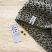 Custom Ultrasuede Rivet Tags - Gray