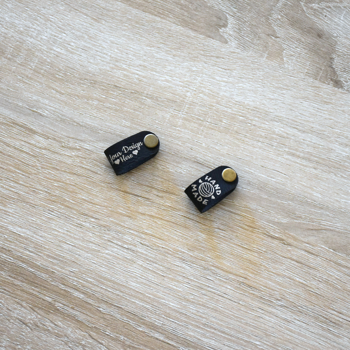 Custom Metallic Inlay Rivet Tags - Black