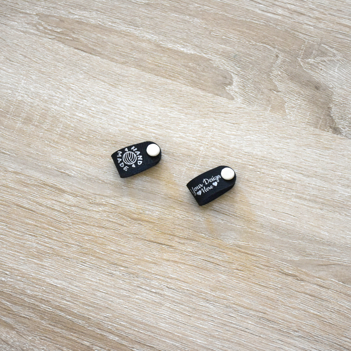 Custom Metallic Inlay Rivet Tags - Black