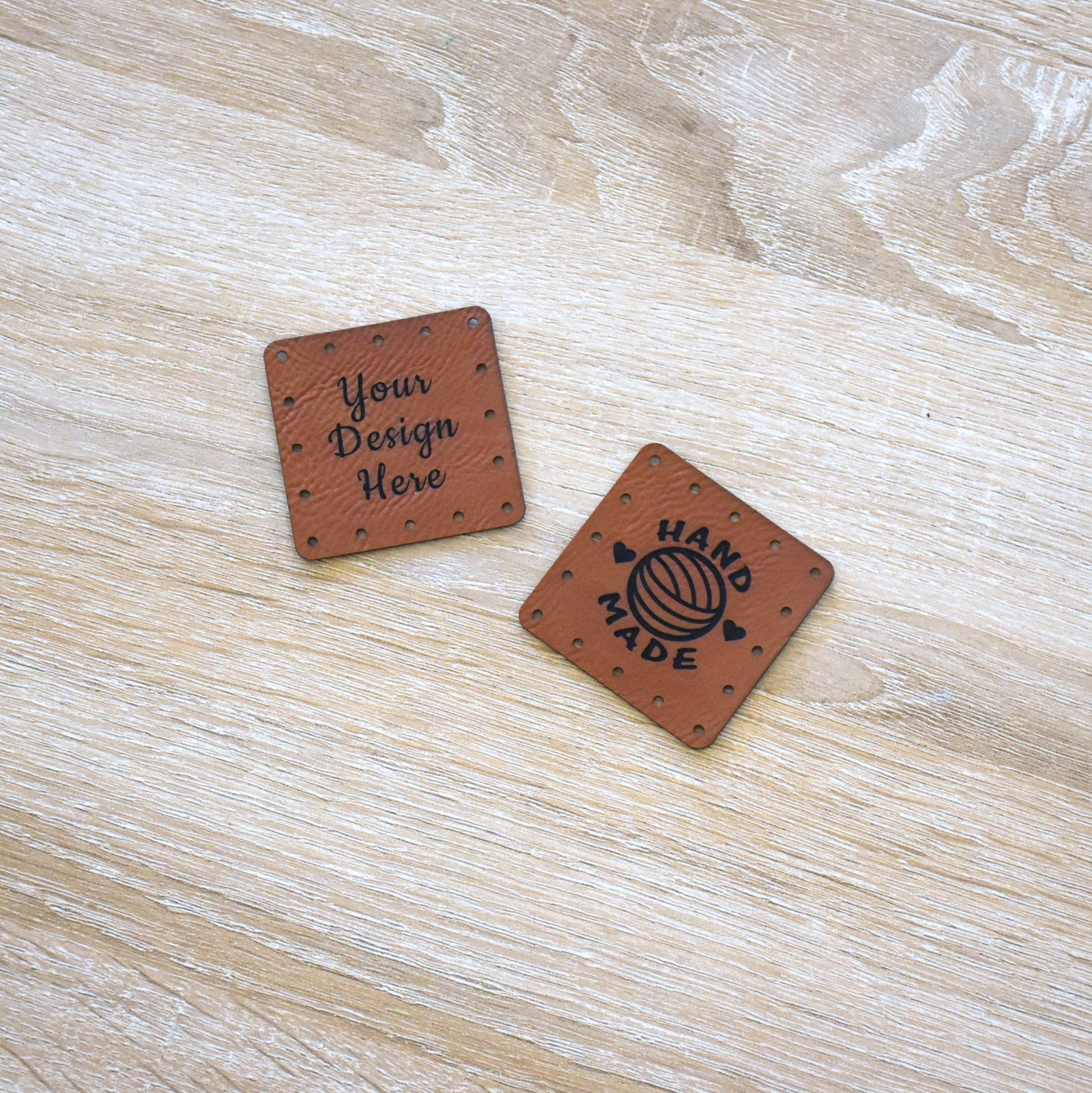 Custom Faux Leather Tags & Patches - Russet