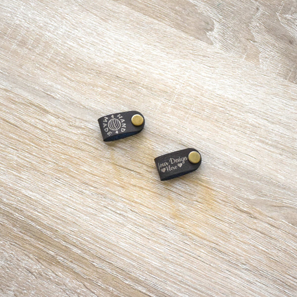 Custom Metallic Inlay Rivet Tags - Brown