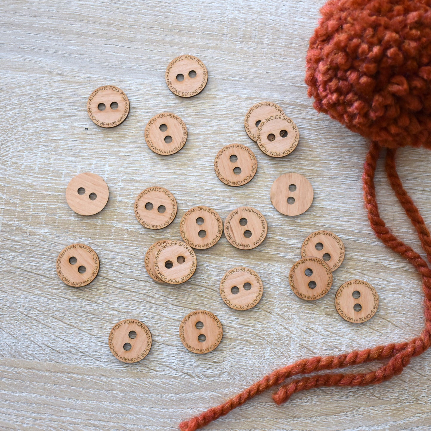 Set of 40 | Wooden Pom Pom Buttons