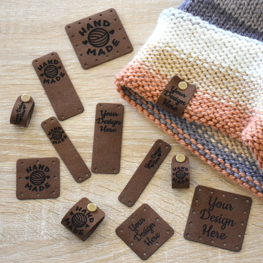 Custom Ultrasuede Tags & Patches - Brown