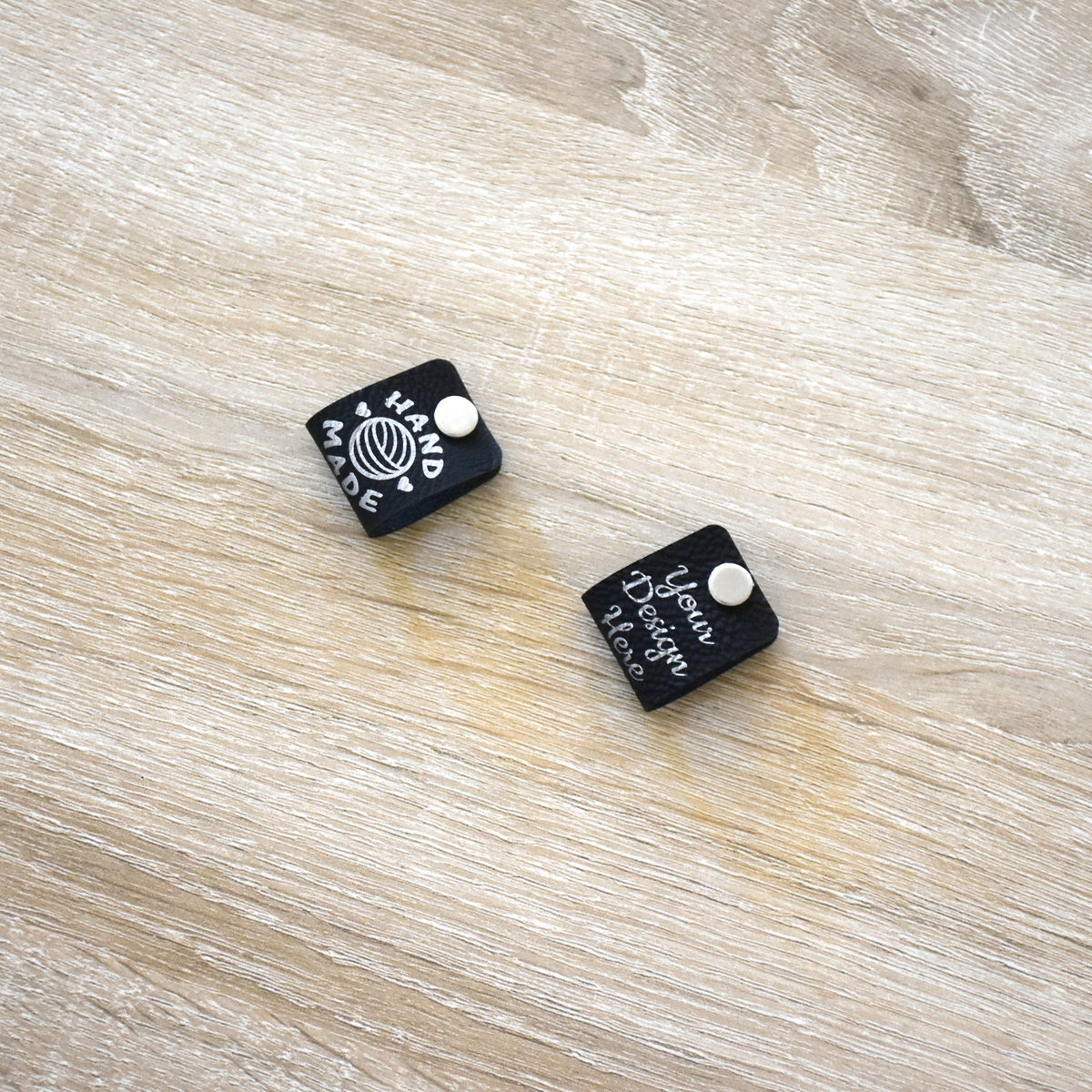 Custom Metallic Inlay Rivet Tags - Black