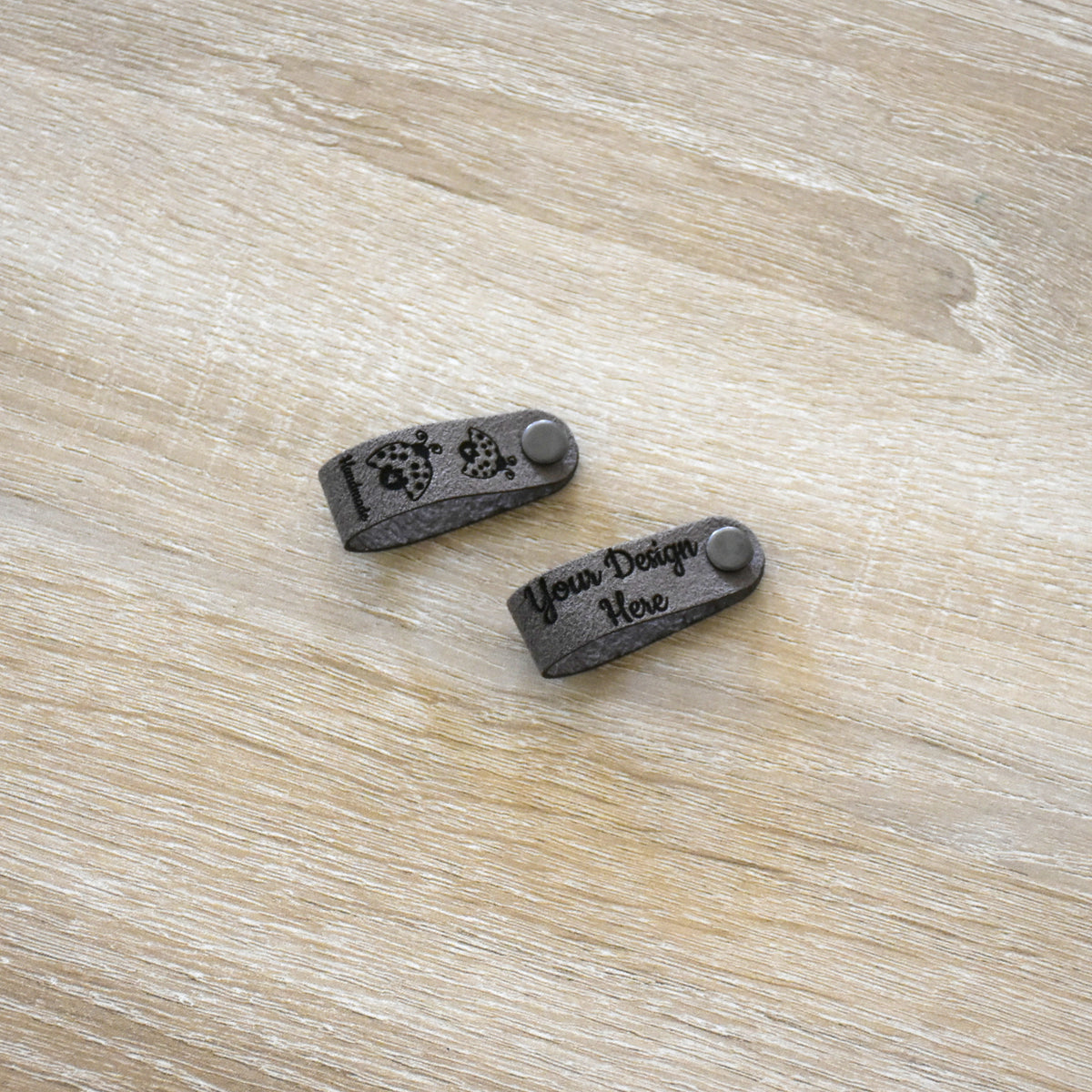 Custom Ultrasuede Rivet Tags - Beaver