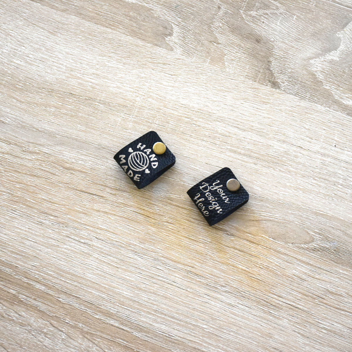 Custom Metallic Inlay Rivet Tags - Black