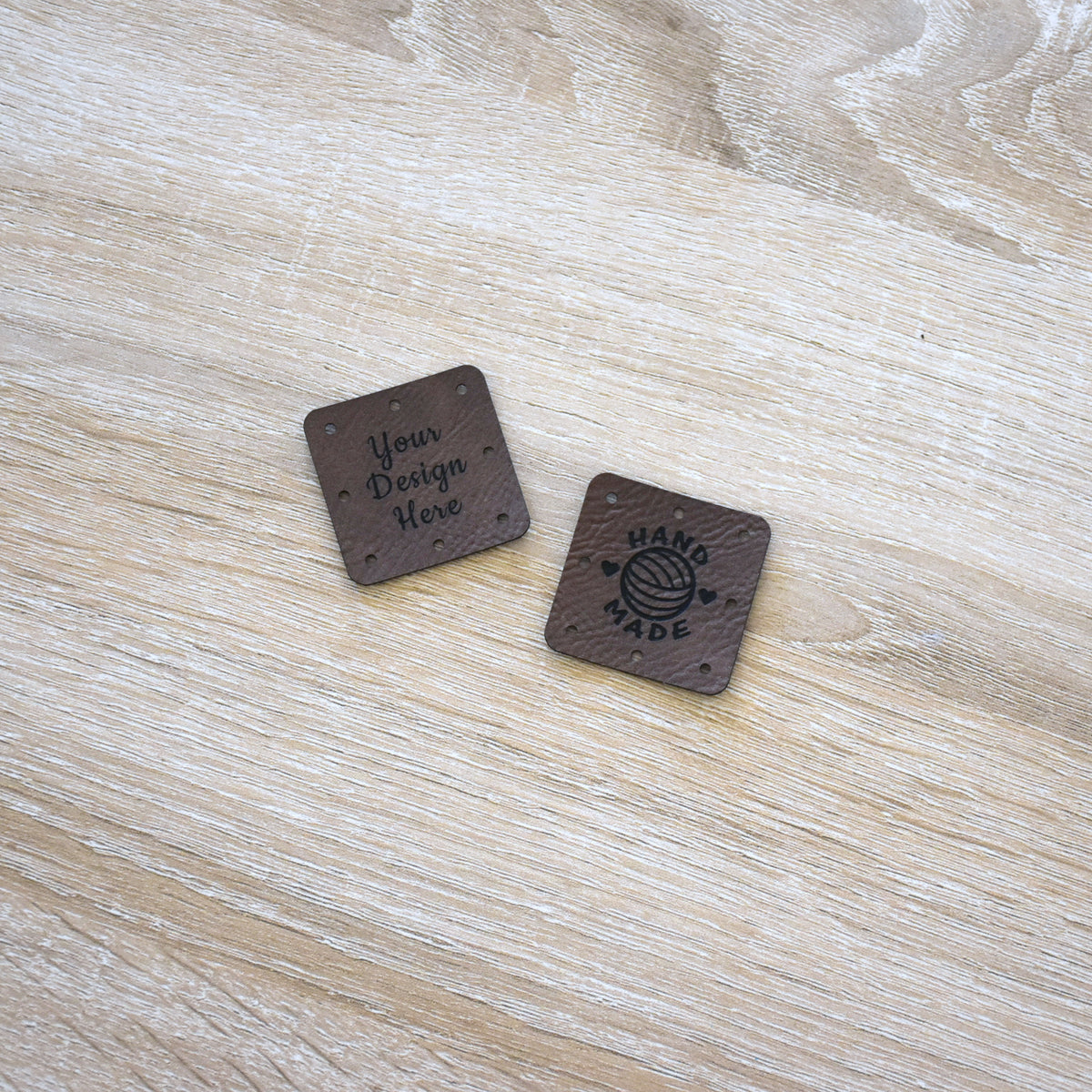 Custom Faux Leather Tags & Patches - Mocha