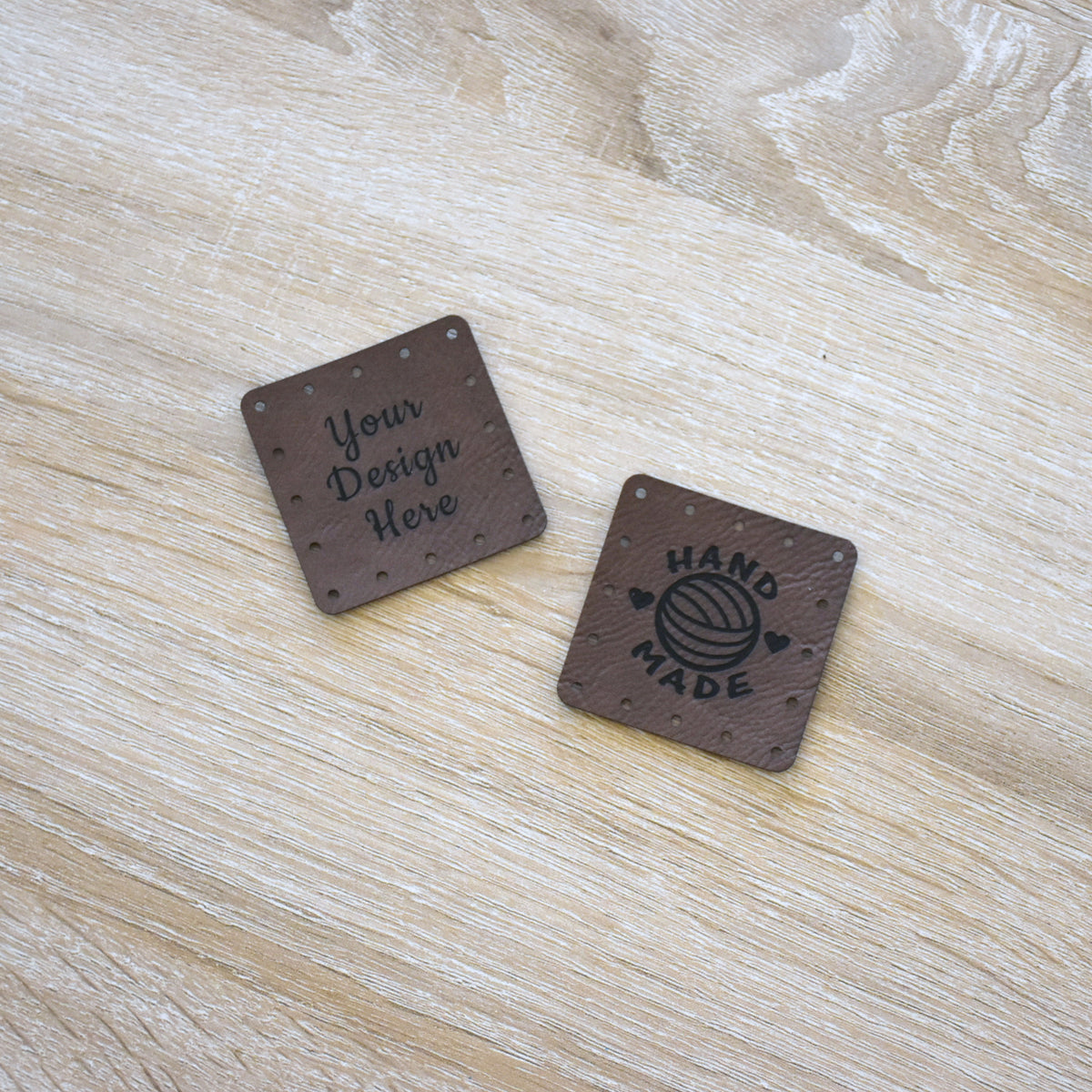 Custom Faux Leather Tags & Patches - Mocha