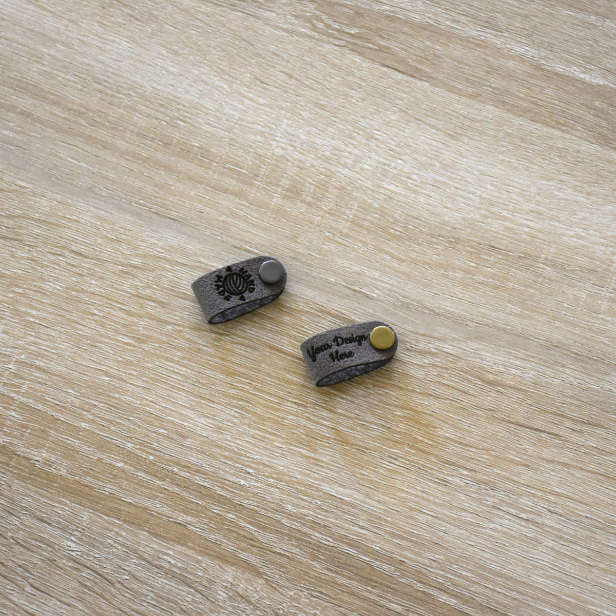 Custom Ultrasuede Rivet Tags - Beaver