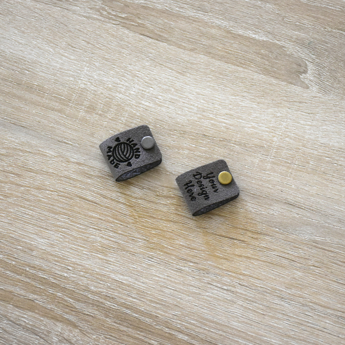 Custom Ultrasuede Rivet Tags - Beaver