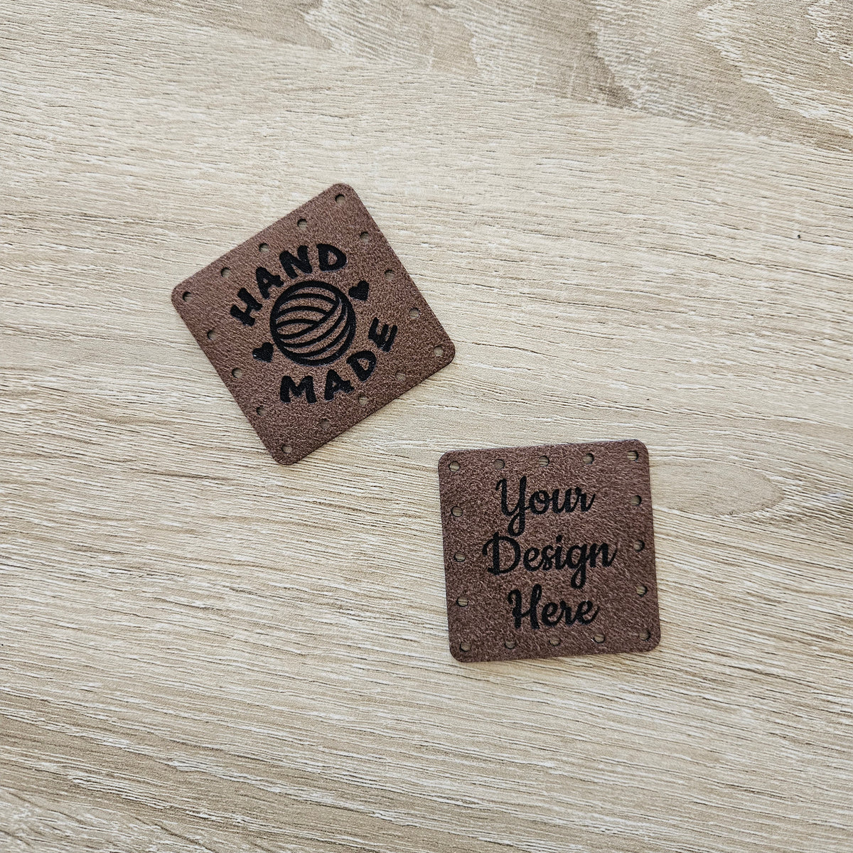 Custom Ultrasuede Tags & Patches - Brown