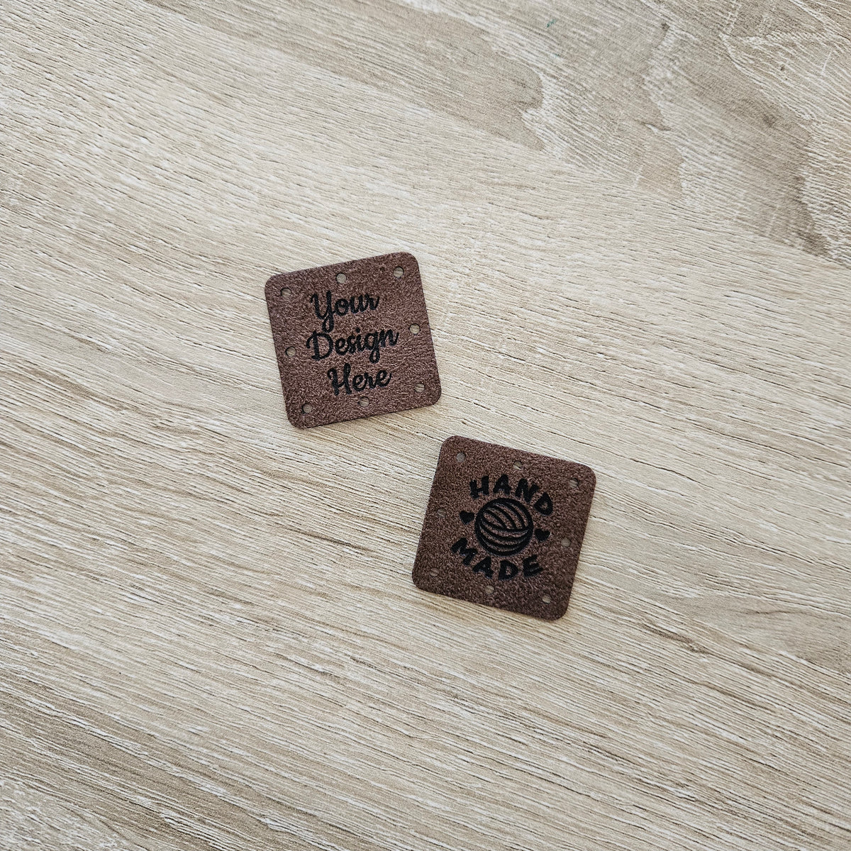 Custom Ultrasuede Tags & Patches - Brown