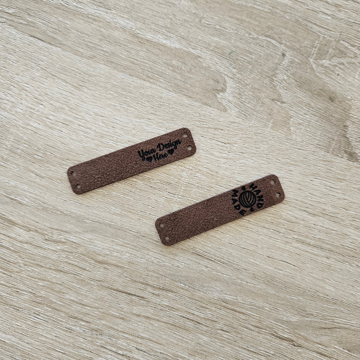 Custom Ultrasuede Tags & Patches - Brown