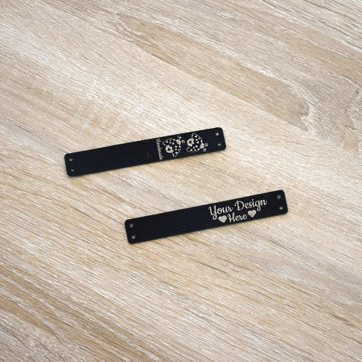 RE - ORDER - Metallic Inlay Sew-On Tags - Black