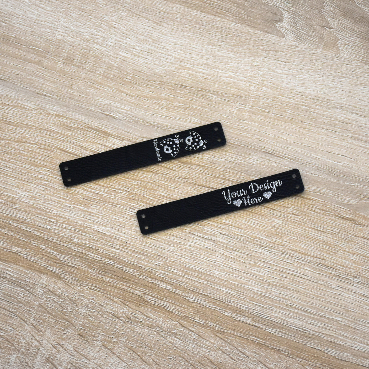 RE - ORDER - Metallic Inlay Sew-On Tags - Black
