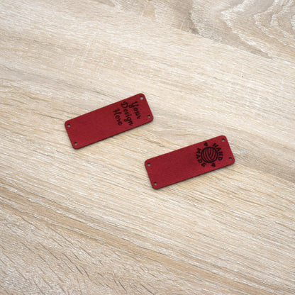 Custom Ultrasuede Tags & Patches - Cherry