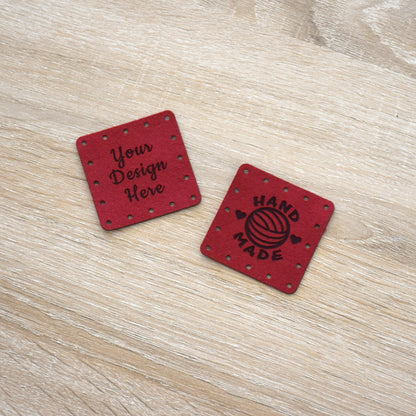 Custom Ultrasuede Tags & Patches - Cherry
