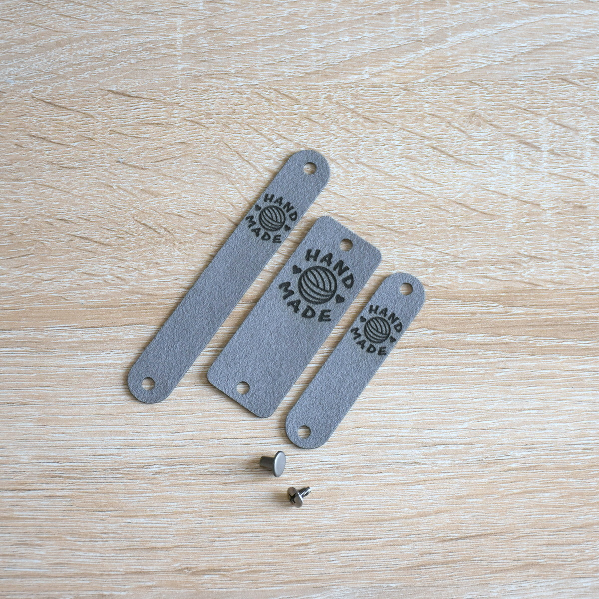 PRE - MADE Ultrasuede Rivet Tags - Pewter