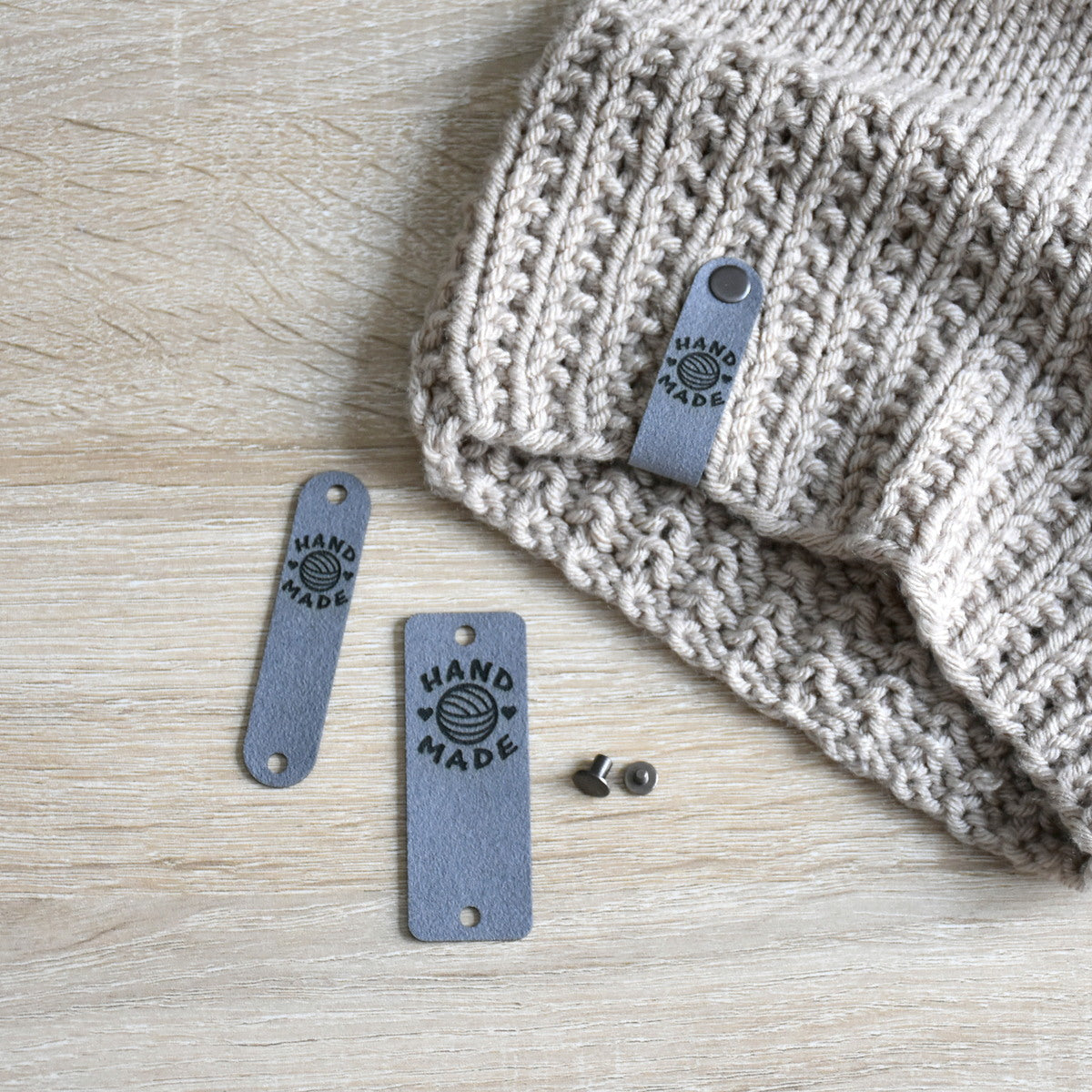 PRE - MADE Ultrasuede Rivet Tags - Pewter