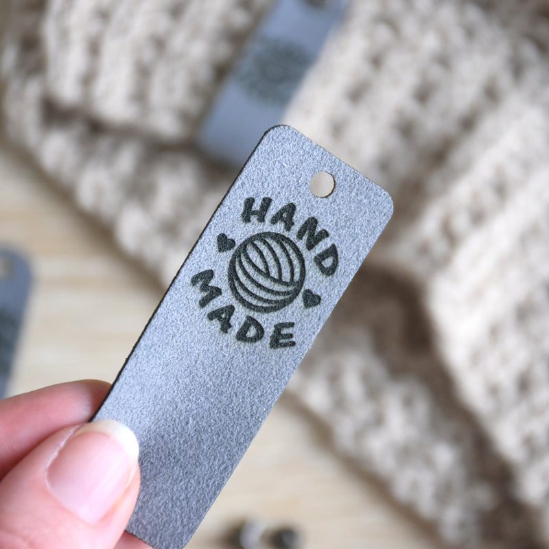 PRE - MADE Ultrasuede Rivet Tags - Pewter