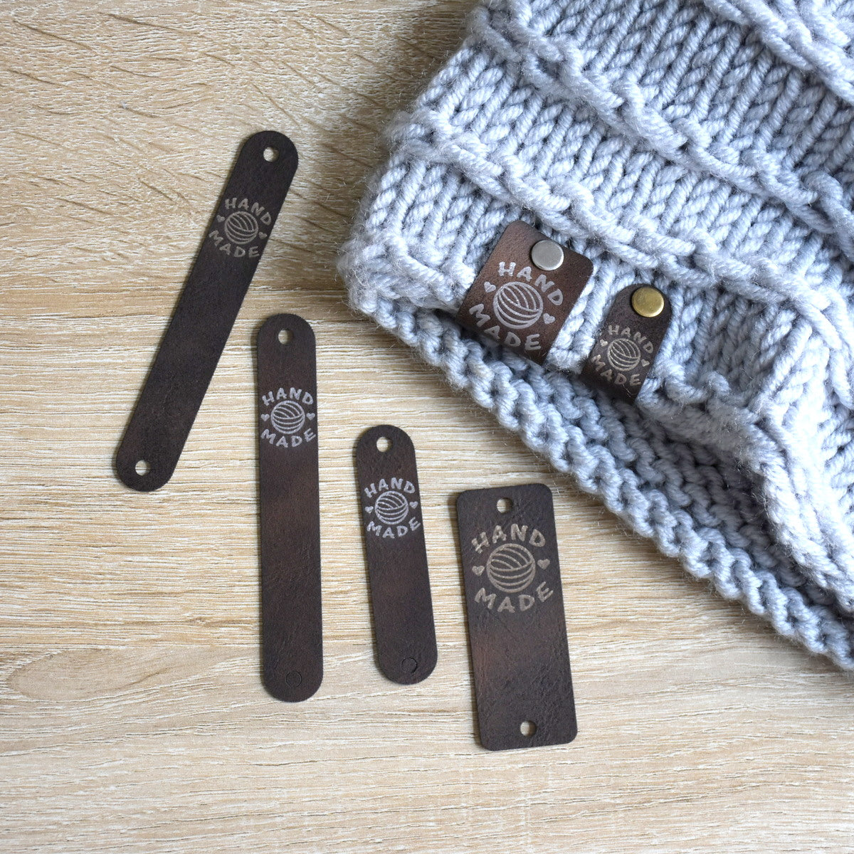 PRE - MADE Metallic Inlay Rivet Tags - Brown