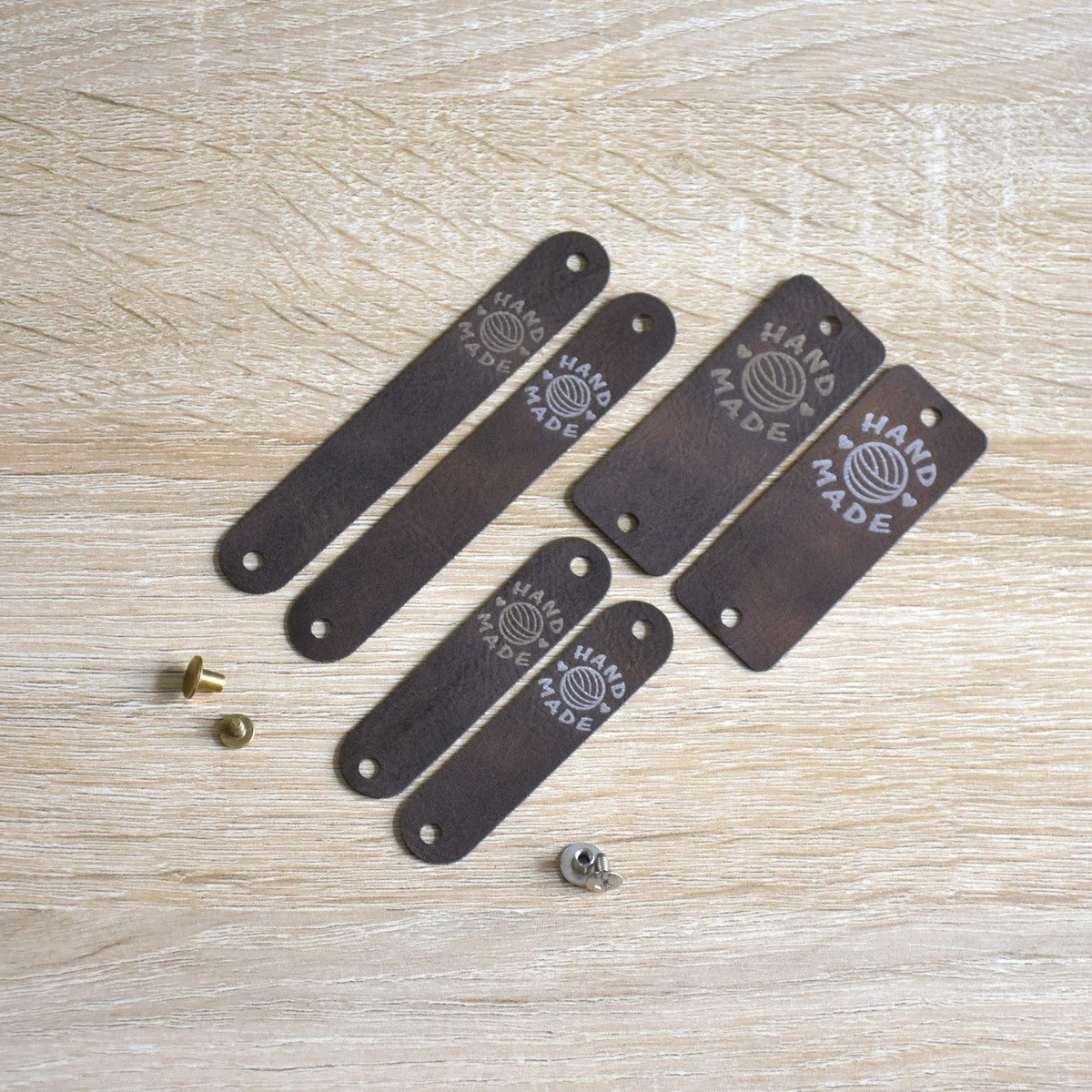 PRE - MADE Metallic Inlay Rivet Tags - Brown