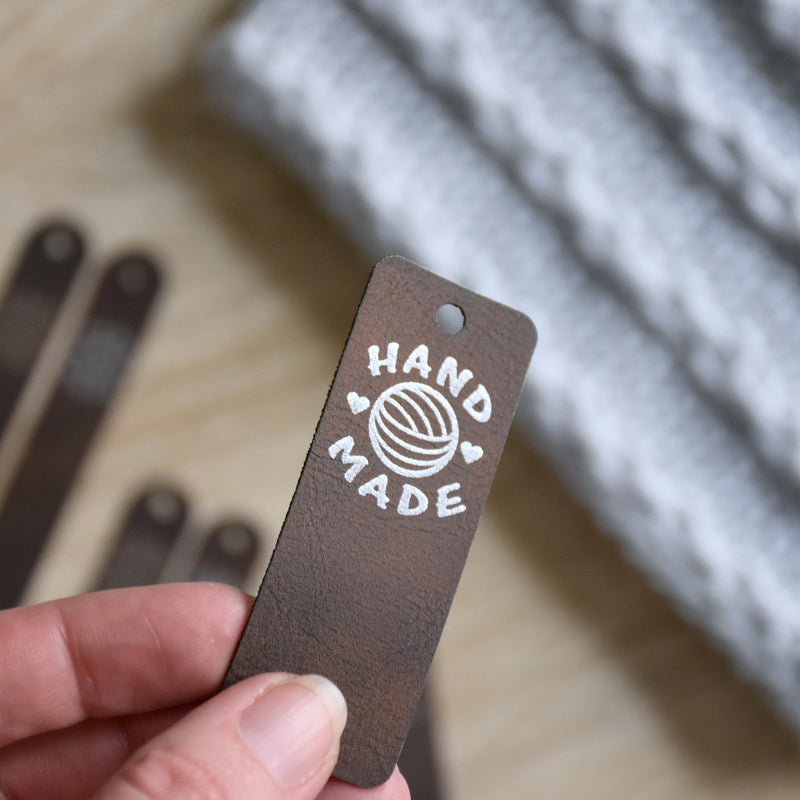 PRE - MADE Metallic Inlay Rivet Tags - Brown