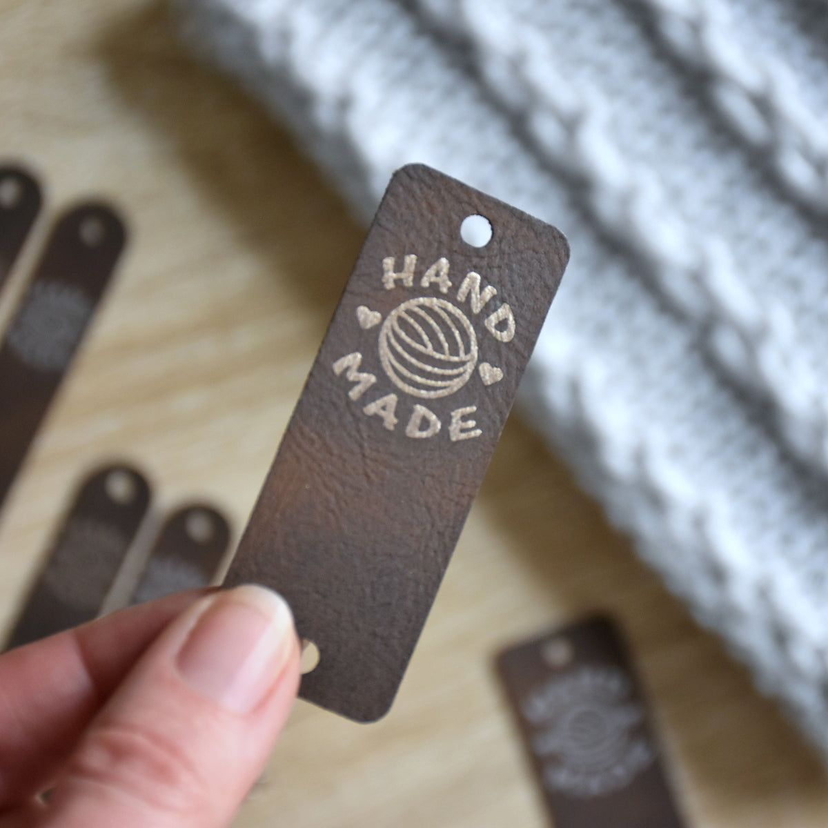 PRE - MADE Metallic Inlay Rivet Tags - Brown
