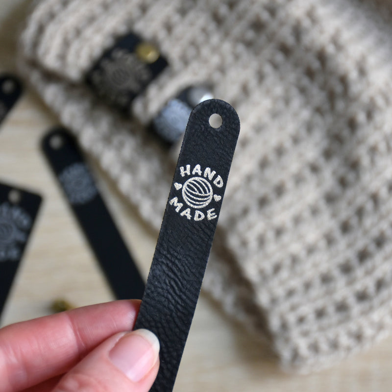 PRE - MADE Metallic Inlay Rivet Tags - Black