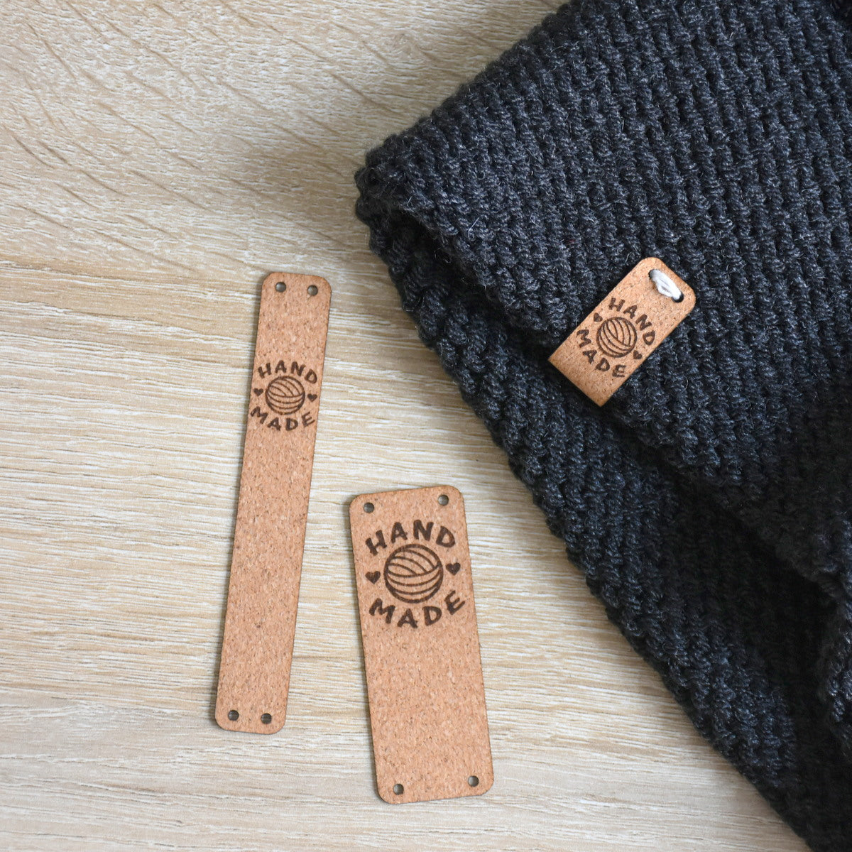 PRE - MADE Natural Cork Sew-On Tags