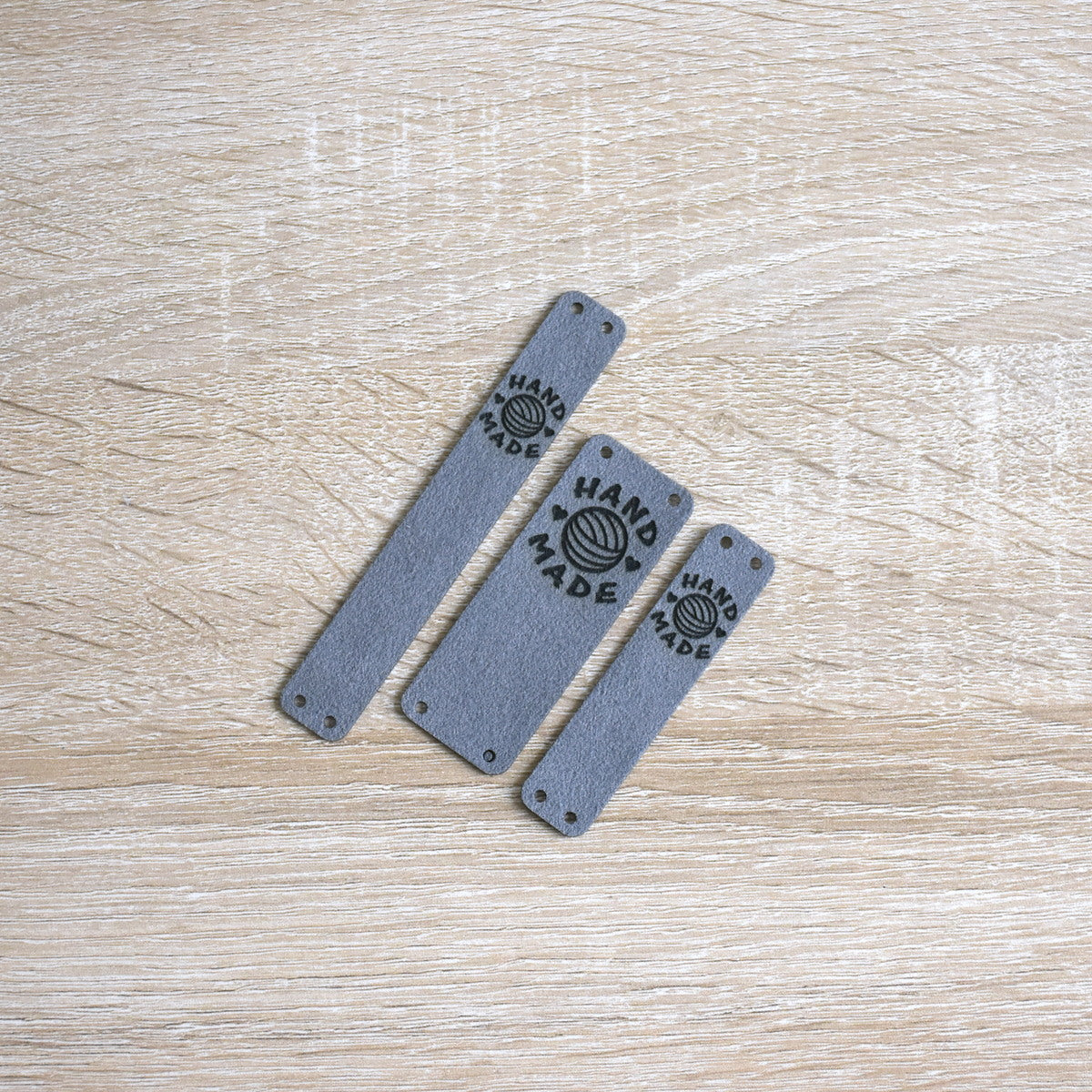 PRE - MADE Ultrasuede Sew-On Tags - Pewter