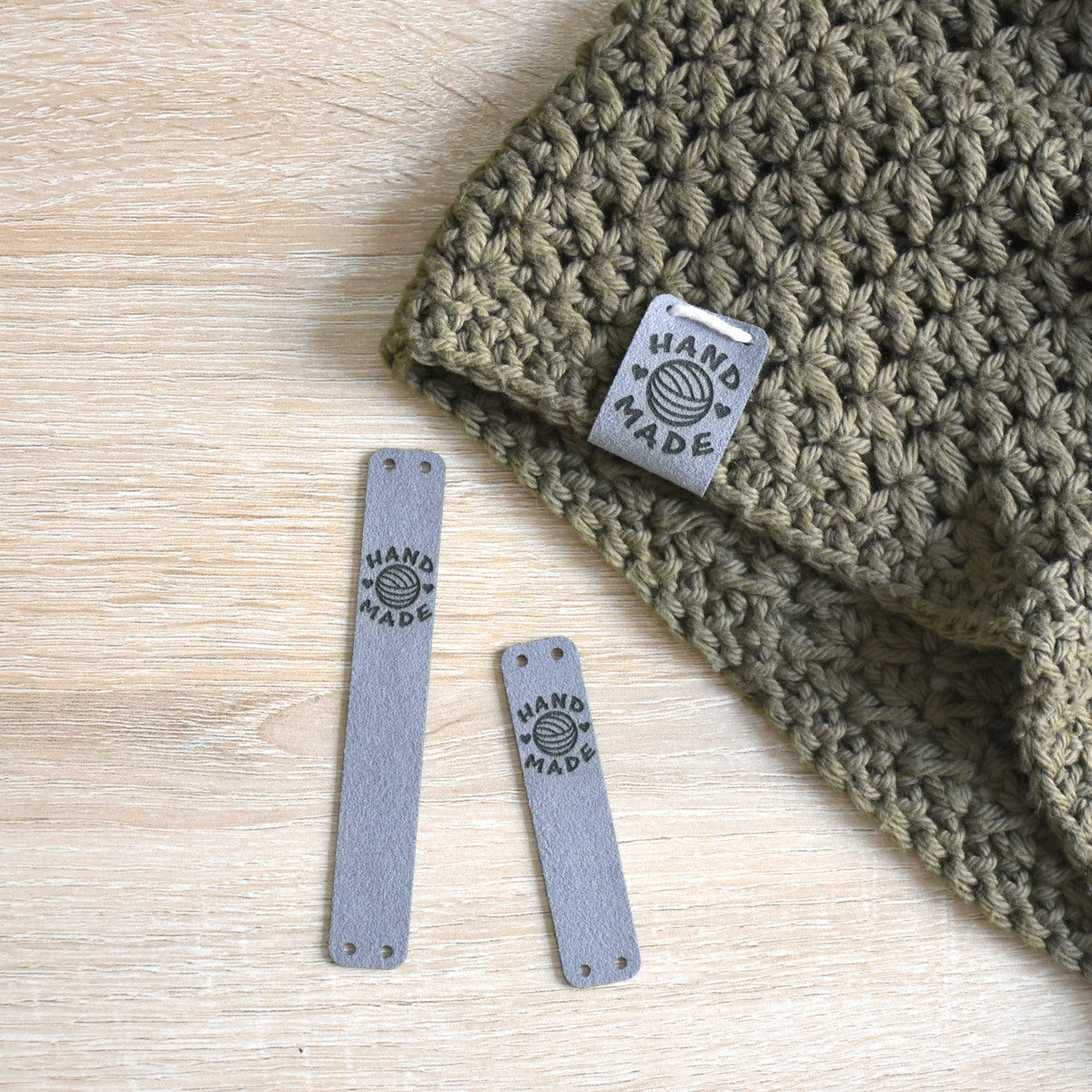 PRE - MADE Ultrasuede Sew-On Tags - Pewter