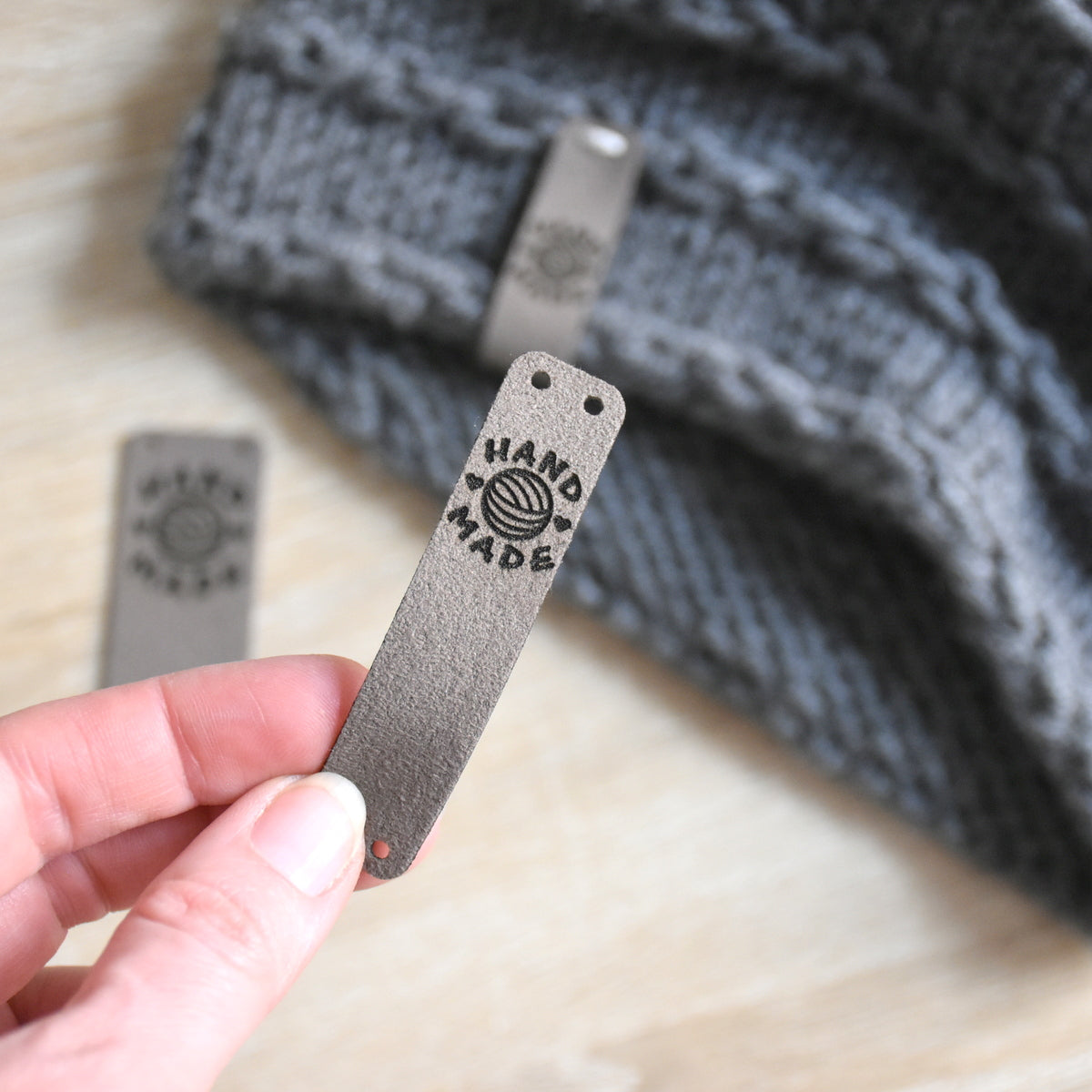 PRE - MADE Ultrasuede Sew-On Tags - Beaver