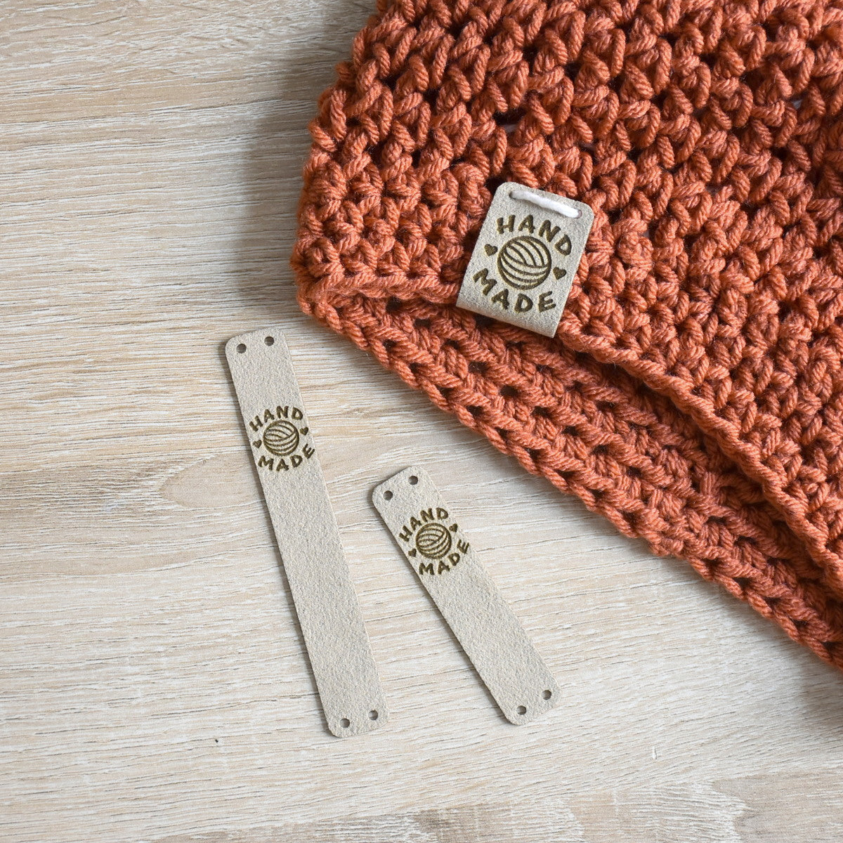 PRE - MADE Ultrasuede Sew-On Tags - Sahara