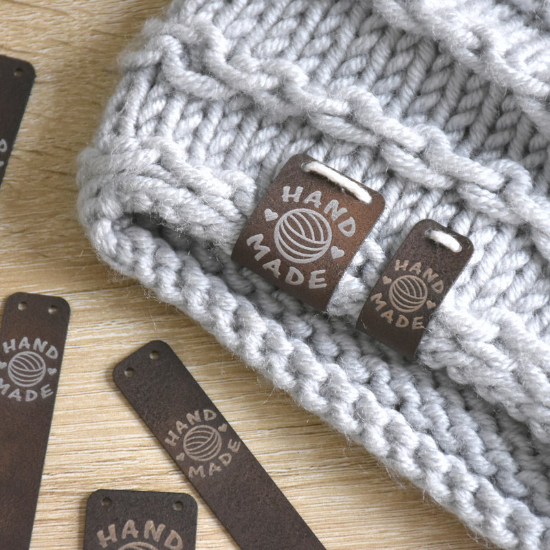 PRE - MADE Metallic Inlay Sew-On Tags - Brown