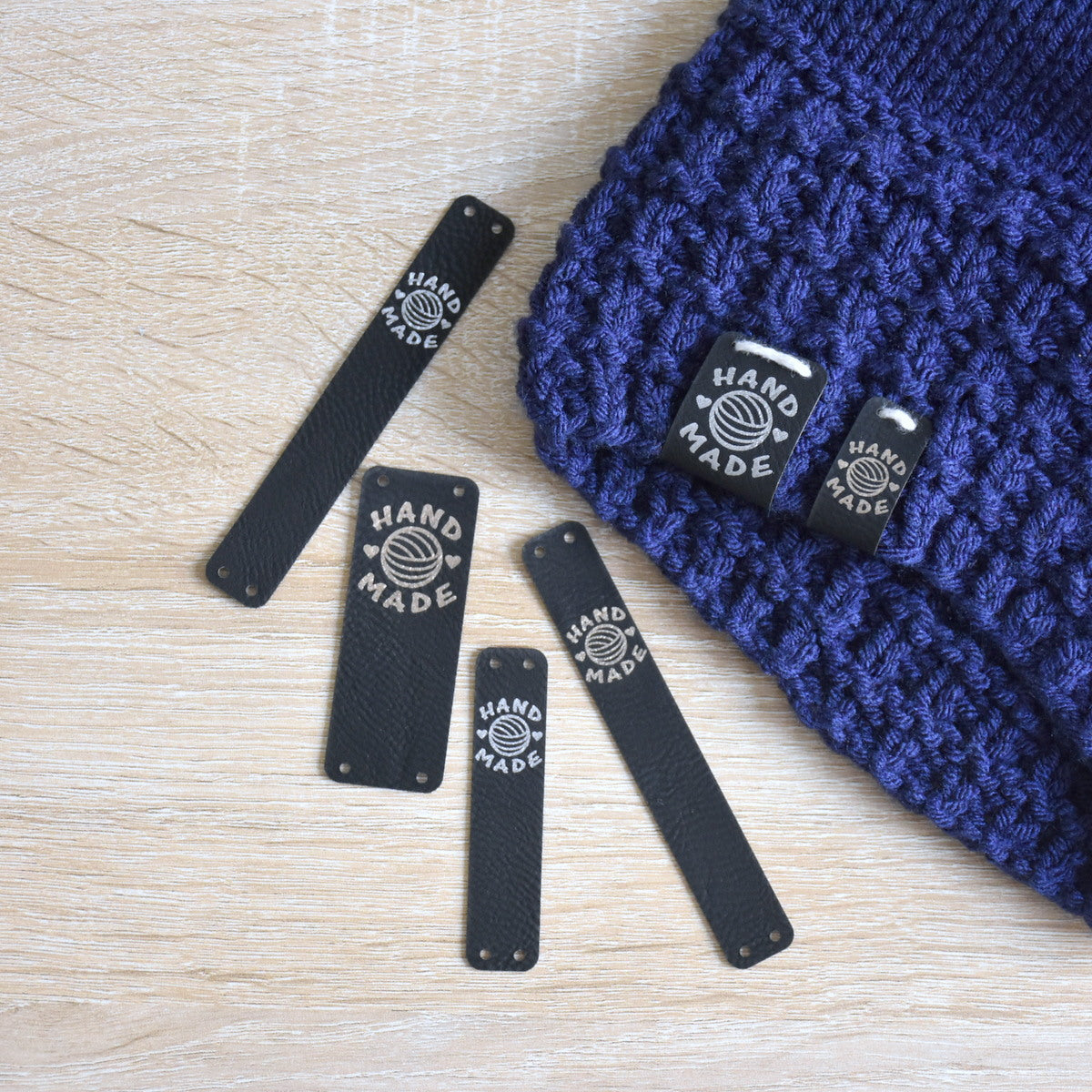 PRE - MADE Metallic Inlay Sew-On Tags - Black
