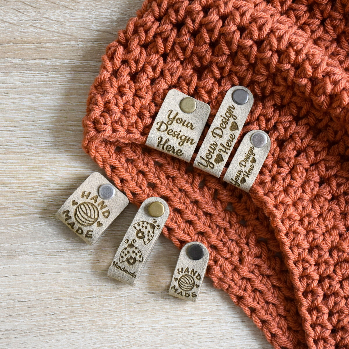 RE - ORDER - Ultrasuede Rivet Tags - Sahara