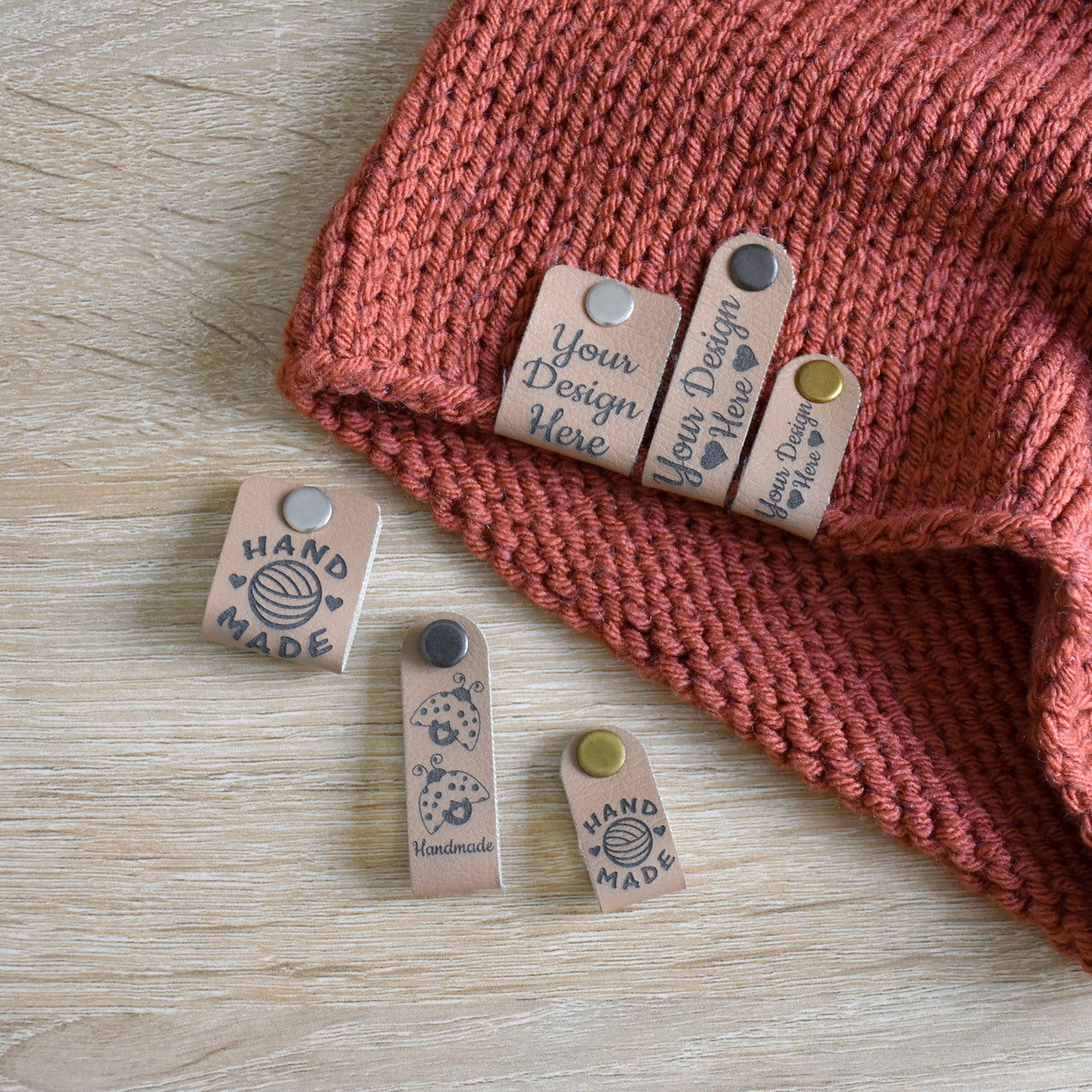 RE - ORDER - Ultraleather Rivet Tags - Cashmere