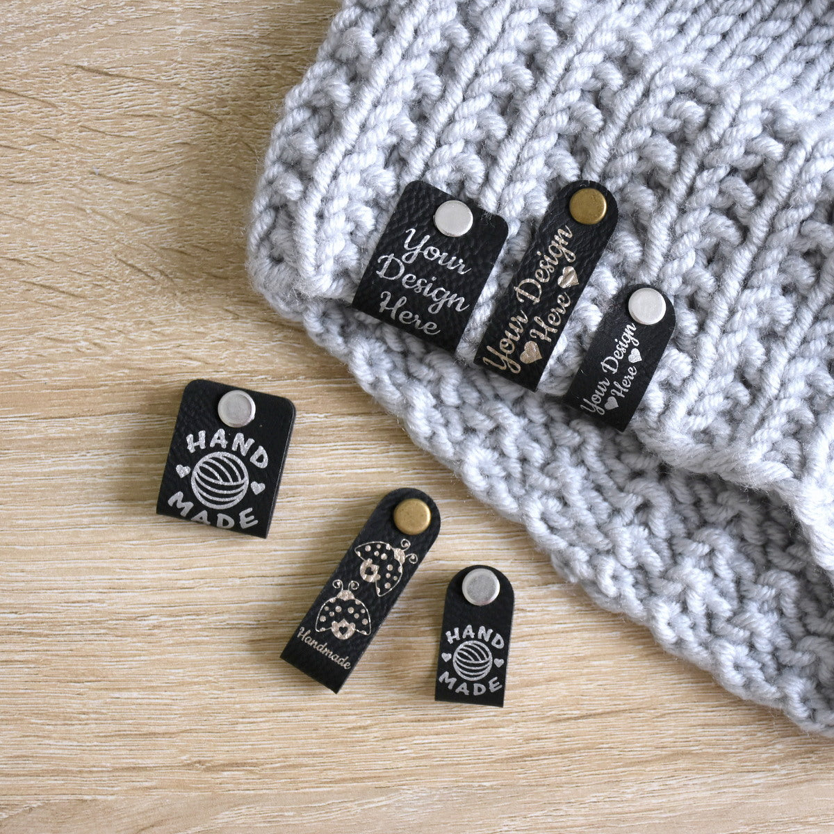 RE - ORDER - Metallic Inlay Rivet Tags - Black