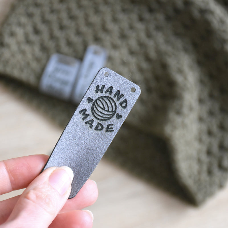 RE-ORDER - Ultrasuede Sew-On Tags - Pewter