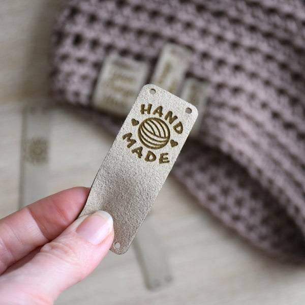 RE-ORDER - Ultrasuede Sew-On Tags - Sahara