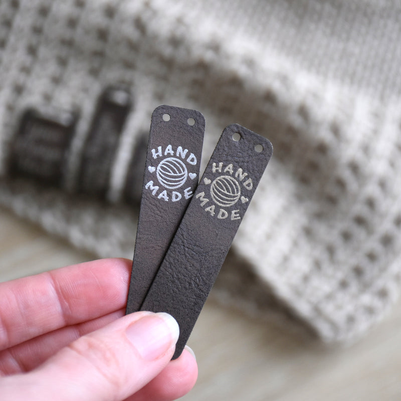 RE - ORDER - Metallic Inlay Sew-On Tags - Brown