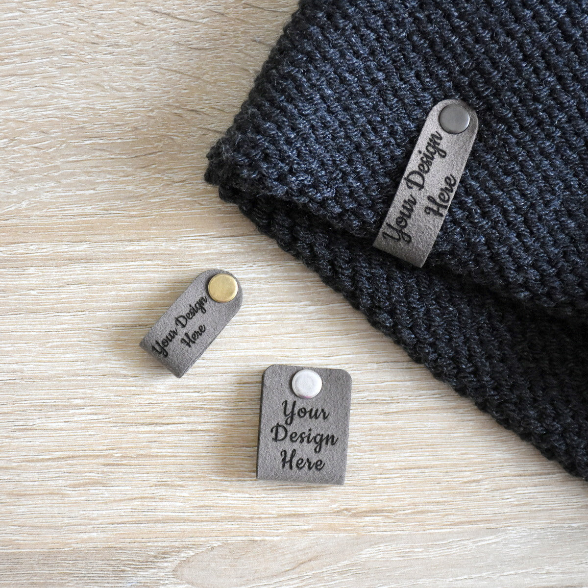 Custom Ultrasuede Rivet Tags - Beaver