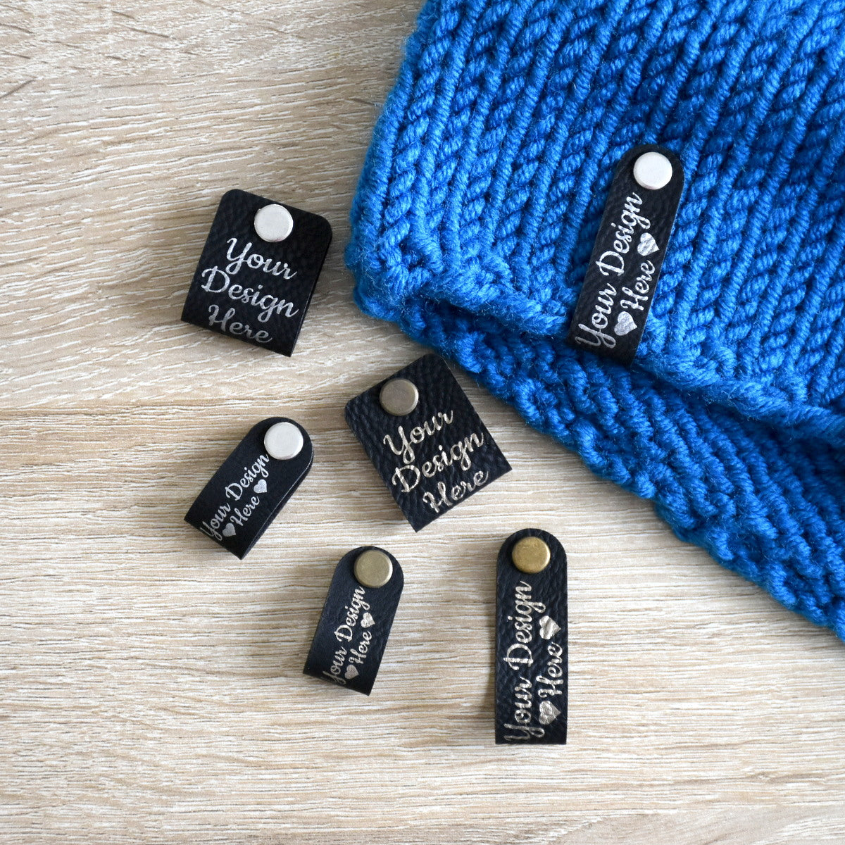 Custom Metallic Inlay Rivet Tags - Black