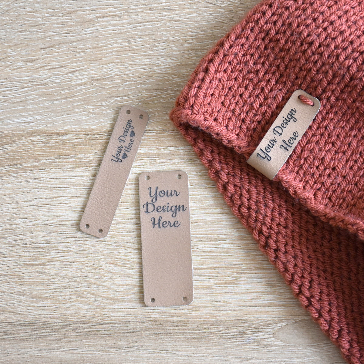 Custom Ultraleather Sew-On Tags - Cashmere