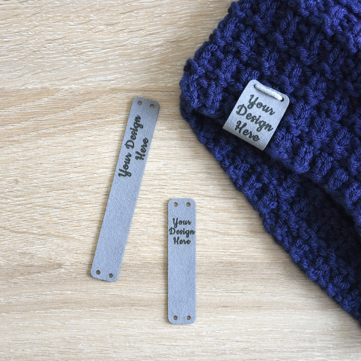 Wholesale Ultrasuede Sew-On Tags - Pewter